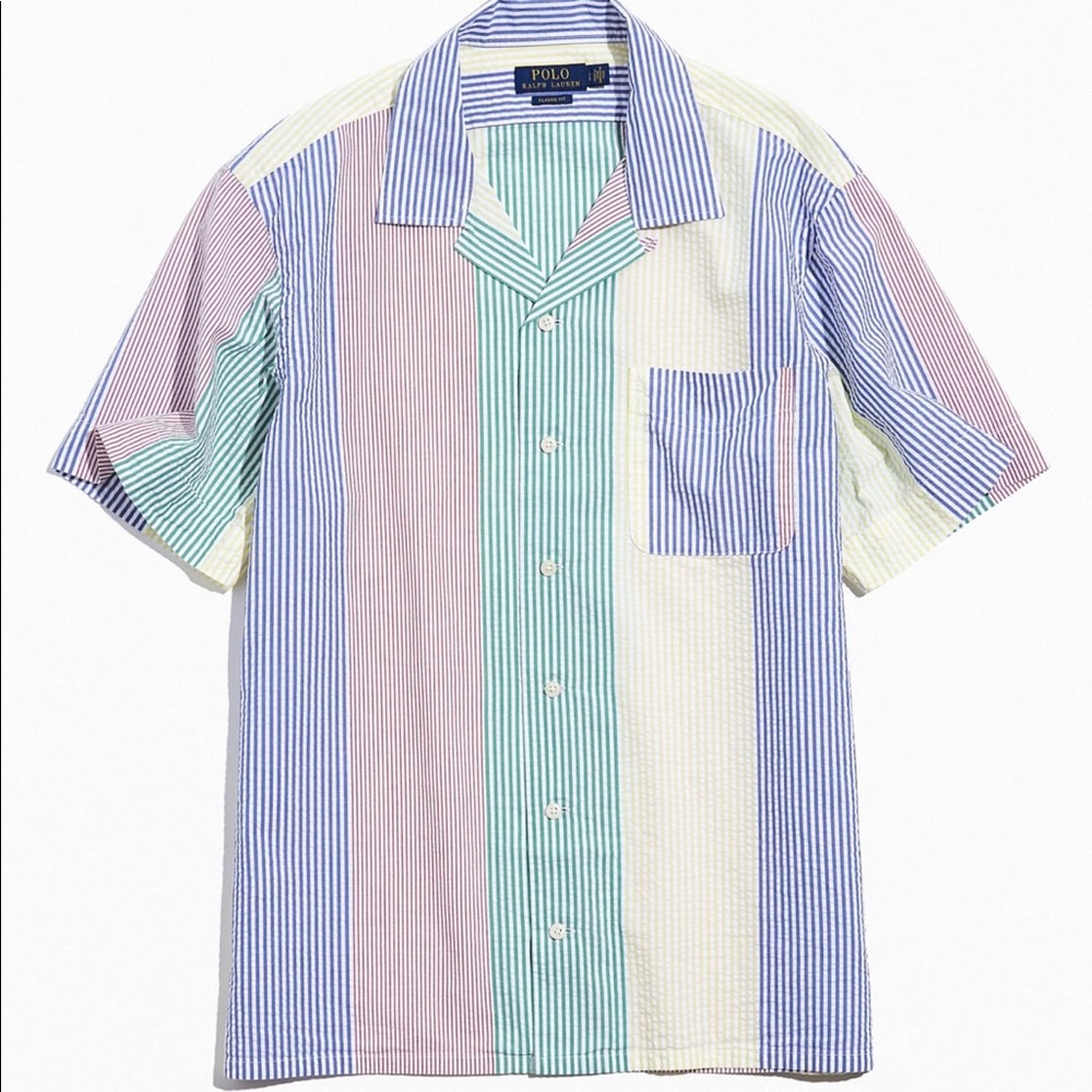 Polo Ralph Lauren button down short sleeve multicolored stripped shirt size SP